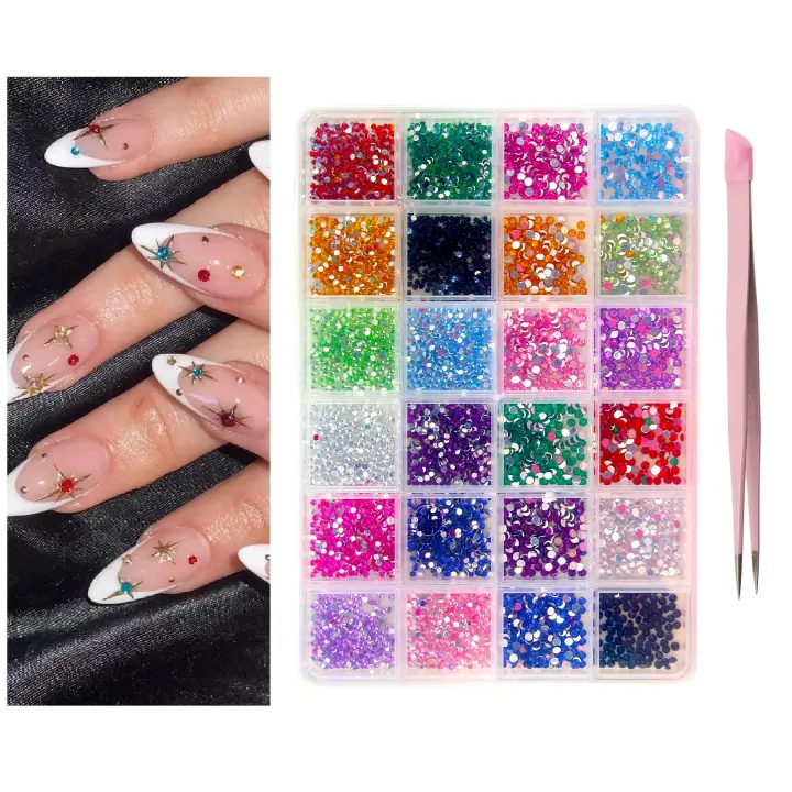 Kit de Arte de uñas, diamantes de imitación, pinzas de doble punta, gemas de cristal versátiles para diseño de uñas - 1