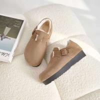 Zapatos de nieve de gamuza de suela gruesa de invierno de felpa para mujer para mulas al aire libre, zuecos de madera esponjosos suaves y cálidos para mujer - details 5
