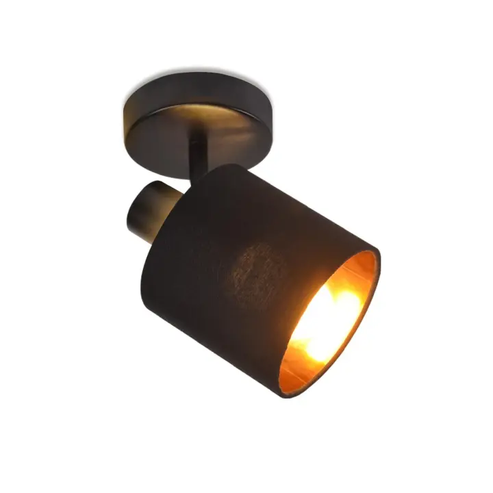 CBJKTX Lámpara de techo Foco de techo de 1 llama Luz de techo negra Foco de techo vintage E14 Foco de pared Pantalla de tela giratoria - 1