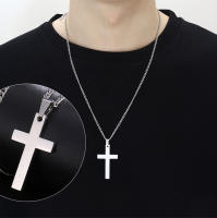 Collar Cruz de Acero Inoxidable Encanto de Cadena Punk Hip Hop para Mujeres Hombres - details 5