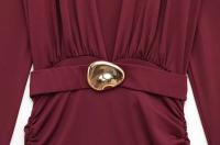 TRZA moda Mujer con cinturón vestido drapeado cuello en V manga larga Vestidos Mujer Vestidos Mujer - details 4