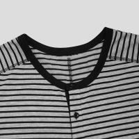 Pijama Para Hombre Con Rayas Camiseta De Cuello Redondo Manga Larga Cómodo Y Casual Ideal Para El Hogar Tallas S-3XL - details 11