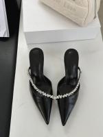 Sandalias de Cadena de Diamantes de Imitación Altas Puntiagudas Estilo Tacón Niche para Mujeres - details 5