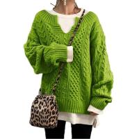 Suéteres de punto para mujer, jerséis sueltos de color sólido, tops de otoño e invierno - details 3