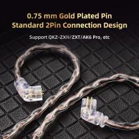 Cable de auriculares QKZ T1 de 8 hilos, Cable de actualización de 0,75 MM, 2 pines, Cable de auriculares KZ Chapado en plata, auriculares con Cable TC KZ de 200 núcleos - details 1