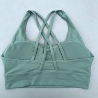 Sujetador deportivo cruzado de Color sólido para mujer, Top ajustado suave de alta resistencia, ropa interior de entrenamiento integral para gimnasio y Yoga con almohadilla para el pecho - details 14