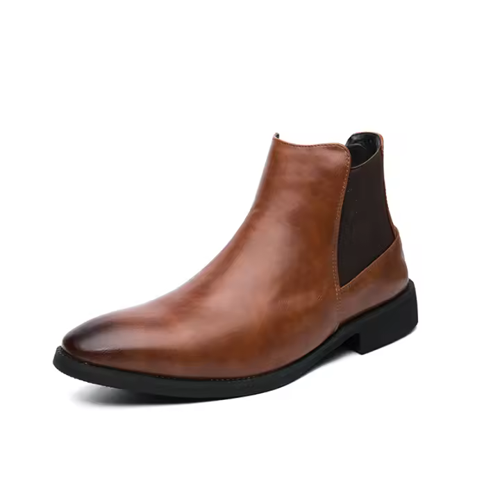 Botas Chelsea para hombre, botas de vestir de cuero formales, botas sin cordones retro clásicas y elegantes para hombres - 1