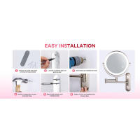 VORREMIRR Espejo de pared, aumento 1x/20x con espejo de maquillaje de doble cara de 8,5 pulgadas para baño, níquel cepillado - details 4