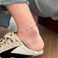 Tobillera de diseño de primavera y verano de plata de ley con circonita colorida, accesorios para mejores amigos de estudiantes, nuevo - details 4
