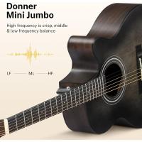 4/4 para Adulto Principiantes Guitarra Kit Mini Jumbo Cutaway 40 Pulgadas con Pickup Bolsa Cuerda Afinador Negro - details 2