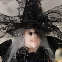 Linda muñeca de bruja de Halloween de alta calidad, casa embrujada de bruja de seda, Festival de fantasma negro aterrador - details 5