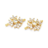 Abalorios de latón y circonita de Color dorado de 18K con 2 agujeros, abalorios de conexión de copos de nieve y flores, accesorios para pendientes para hacer joyas Diy de alta calidad - details 34