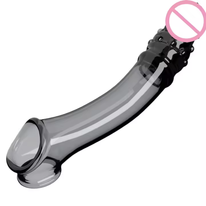 Fundas de silicona para agrandar el pene, con batería, función de vibración, extensor de pene, funda para pene para hombres, funda para extensión de pene, retraso de eyaculación, funda para pene La punta contiene un vibrador para masaje vaginal - 1