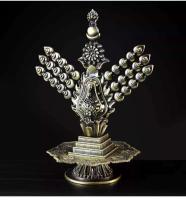 Maestro de loto de cobre puro, Dios de la riqueza, semilla de alimento Douma, flor de aceite crujiente, suministros tibetanos, manualidades para el hogar y la Oficina, decoración - details 0