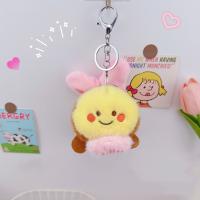 Lindo llavero de abeja de dibujos animados Kawaii llavero de dibujos animados bolsa de felpa adornos colgantes suave creativo muñeca con cordón regalos de cumpleaños - details 5
