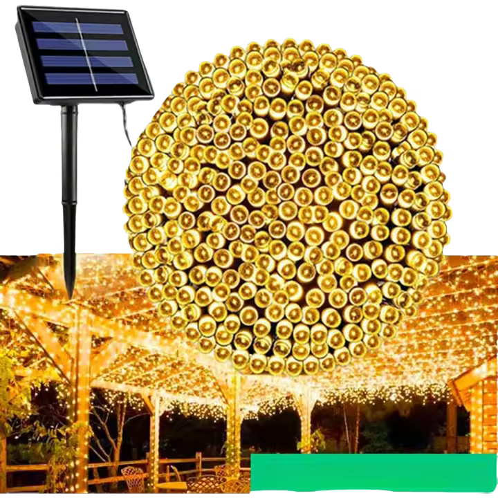 Luces De Cadena Solar Para Exterior Impermeables Luces De Hadas LED Con 8 Modos Para Decoraciones De Jardín Patio Bodas - 1