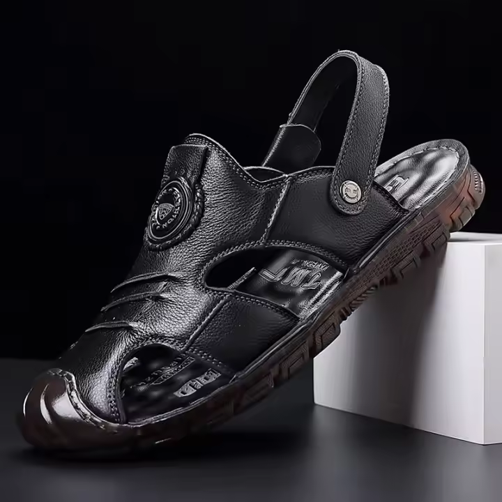 Verano nuevas sandalias de cuero de los hombres de cuero de doble propósito hecho a mano bolsa cabeza sandalias de los hombres antideslizante zapatos de playa de suela suave sandalias marea - 1