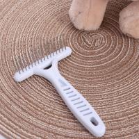 Cepillo de rastrillo suave para novio de gato, peine de rastrillo para perro de doble fila, peine de fila de agujas para perro blanco de acero inoxidable, cepillo de limpieza para perro - details 2