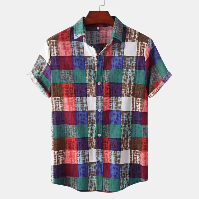 Camisa de lino y algodón informal de verano para hombre - 1