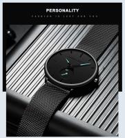 Reloj de Acero Inoxidable Impermeable de Diseño Sencillo Automático, Correa de Cuero, Marca Superior, Elegante para Hombres - details 2