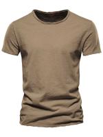 Camiseta de algodón de bambú de color sólido de manga corta con cuello redondo de verano de 2 piezas para hombre, ropa de hombre europea y americana de algodón puro - details 5