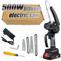 Cadena de Motosierra Eléctrica Mini 4/6 Pulgadas 21V 500W con Batería Recargable de 1/2 Mano para Tallado de Madera y Jardinería Herramienta de Podar - details 0