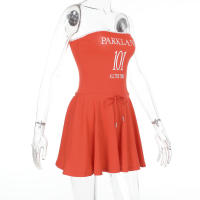 Vestido corto deportivo de playa para vacaciones de verano, sin tirantes, con estampado de letras de viento WQ057 - details 12