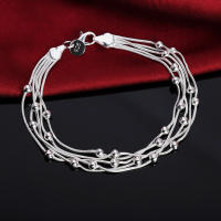 Andara Pulsera de Plata Esterlina  con Cadena de Serpiente y Cuentas Redondas - details 0