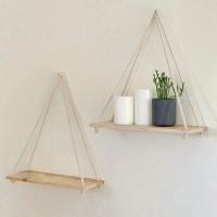 Estante de Pared de Cuerda de Cáñamo Montado en Madera Ideal para Decoración de Jardín y Estar en Casa - details 2