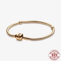 ABC global-Pulsera De Cadena De Serpiente Con Cierre De Corazón De Plata De Ley S925 Para Mujer,Dijes De Plata - details 1