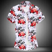 Camisa azul negra púrpura con solapa de un solo pecho de manga corta estampada blanca de verano para hombre, talla asiática M-5XL 6XL 7XL - details 10