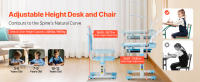 SucceBuy Juego de escritorio y silla de estudio ajustable para niños con lámpara, escritorio y silla ajustables en altura para niños, 0-40 ° Inclinación de escritorio - details 1