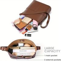 Bolso tipo cubo de gran capacidad para mujer, bolso cruzado convertible y bolso de mano con cierre a presión, bolso de viaje de trabajo espacioso en negro/blanco/, elegante bolso de hombro diario para mujer, bolso versátil, bolso elegante, asas resistente - details 2