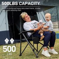 Silla de Camping Plegable 230KG Cargable Silla Plegable 62cm Anchura de Asiento con Bolsillo Lateral y Portavasos Silla Plegable de Gran Tamaño para Camping Exterior Balcón Jardín - details 3