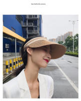 Gorra de Paja con Toma Vacía para Mujer Protección UV, Visera de Sol Hecha a Mano para Playa al Aire Libre - details 10