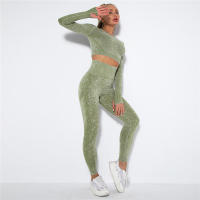Conjunto de mallas de yoga sin costuras para mujer, ropa deportiva, para entrenamiento, gimnasio, ropa deportiva - details 8