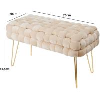 Taburete Moderno de Terciopelo Otomano Rectangular con Patas de Metal Dorado Taburete Acolchado - details 2