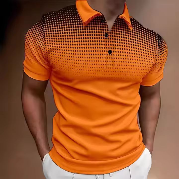 Camisa polo con botones de cambio gradual, polo deportivo para hombre - 1