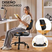 Oficina Ergonómica con Ruedas, Piel Sintética, Escritorio sin Brazos con Altura Ajustable Estudio y Dormitorio, Color Blanco - details 12