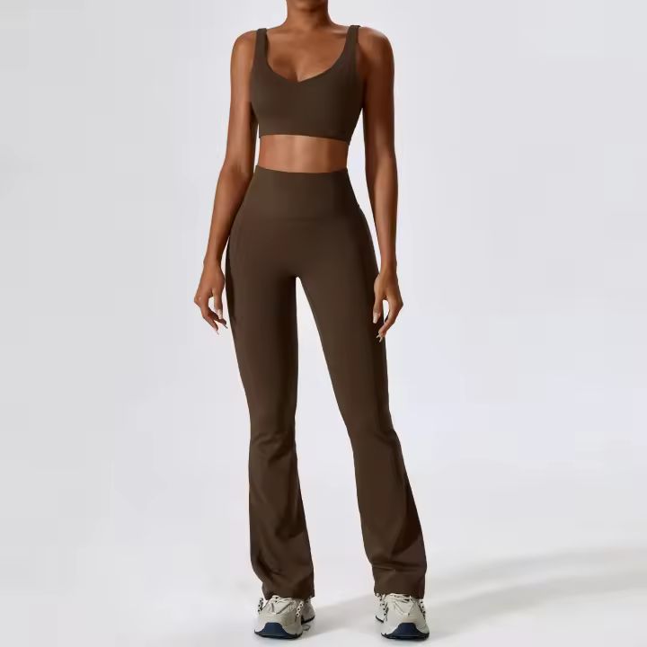Traje de Yoga Deslizante para Mujer Entrenamiento de Baile Secado Rápido Fitness y Ocio Conjunto de Deporte de Dos Piezas Chaleco+Pantalones - 1