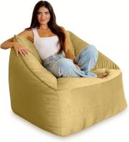 Reposapiés Salon de Lujo - [50x40x30 cm] Sofá Puf de Diseño con Relleno Incluido para Escritorio u Oficina - Taburete Bean Bag Silla Grande en Cuero Sintético Beige - details 58