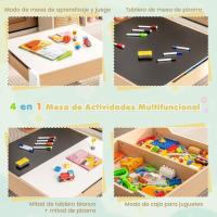 Juego de mesa y silla infantil 4 en 1, mesa infantil de madera con 2 sillas, manualidades, dibujo, lectura, mesa infantil con almacenamiento, pizarra desmontable para guardería (verde) - details 17