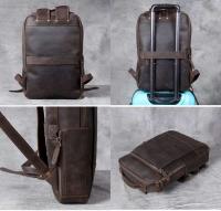 Mochila de Cuero Genuino Crazy Horse Vintage Gran Tela para Hombres para Viajes y Senderismo - details 4