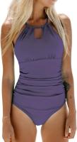 Bañador de una pieza para mujer, traje de baño de cuello alto con control de barriga para verano - details 3