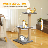 PAWZ Road Árbol para gatos pequeño con postes para rascar de Sisal y plataformas, torre para gatos para interior, rascador para gatos, accesorios para gatos, juguetes para gatos - details 3