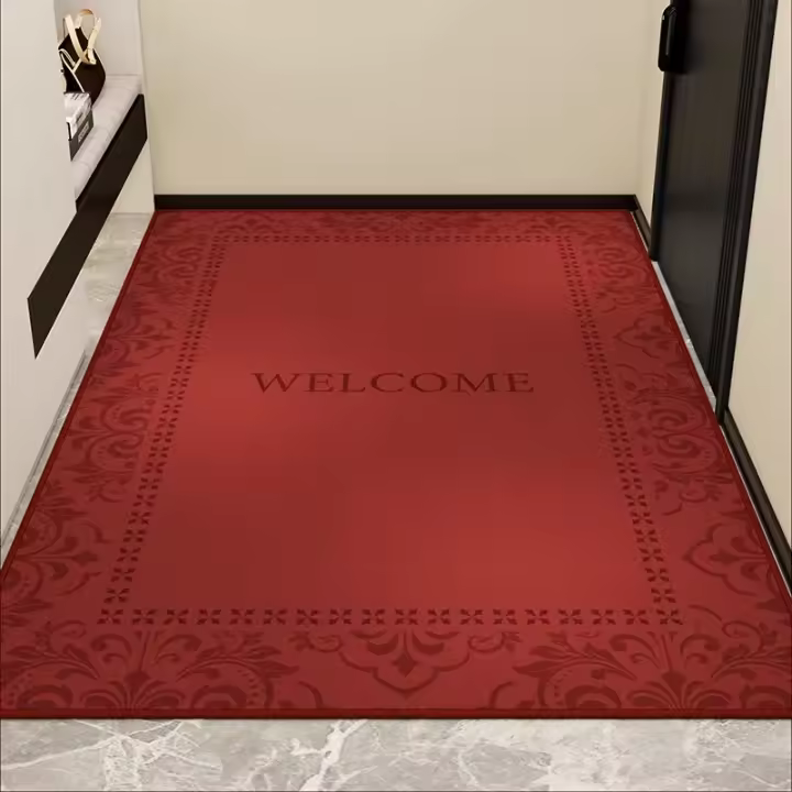 Alfombrilla Roja de Alfombras y Tejidos Resistente a la Suciedad, Antideslizante, Hecha a Máquina para Uso Interior - 1