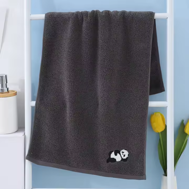 Toalla facial de algodón con bordado de Panda para adultos, toallas de ducha de mano pura absorbente, limpieza de cabello, baño, hogar y Hotel - 1