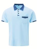 Verano de los hombres de moda transpirable color a juego de bolsillo de los hombres POLO camisa deportiva polo. - details 1