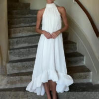 Nueva ropa de mujer europea y americana, color sólido, estilo de vacaciones sin mangas suelto, vestido largo en forma de A, ropa de viaje para mujer - details 2