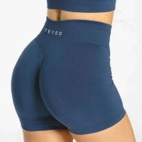 TEVEO Impact Women Fiess Sports Biker 4.5" Banda baja acanalada Pantalones cortos de yoga Entrenamiento Scrunch Butt Leggings sin costuras - details 10